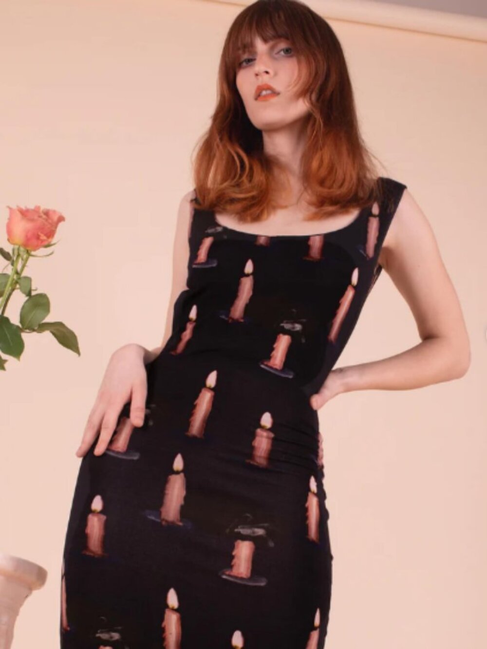 Samantha Pleet Artemis Dress – Black Candle Print Sleeveless Midi Dress – Size M - Picture 3 of 3